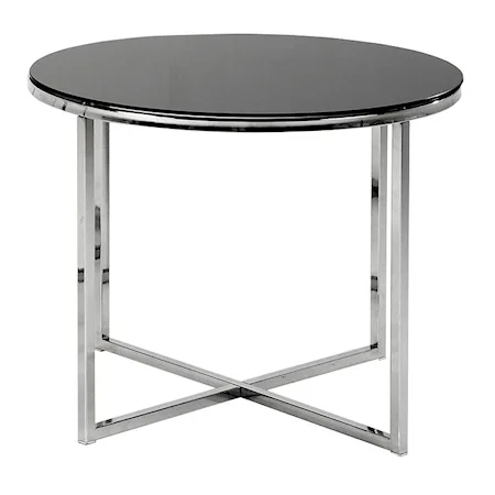 End Table with Round Glass Top